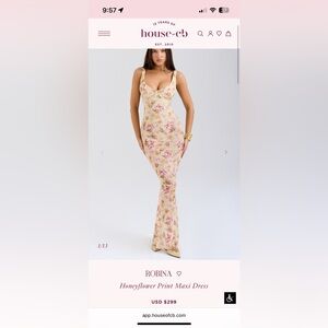 House of CB Floral Maxi Dress in Cream and Pink